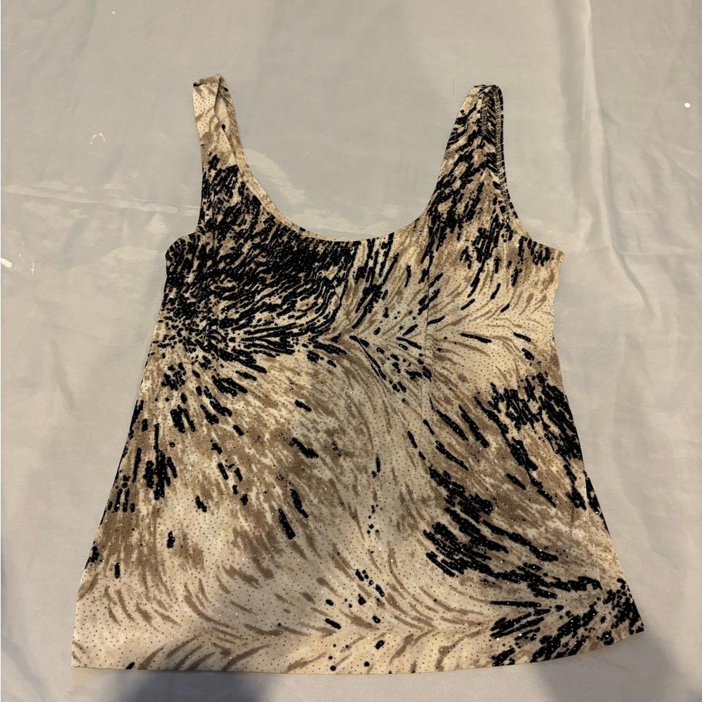 Alex Evenings Beige and Black Patterned Top